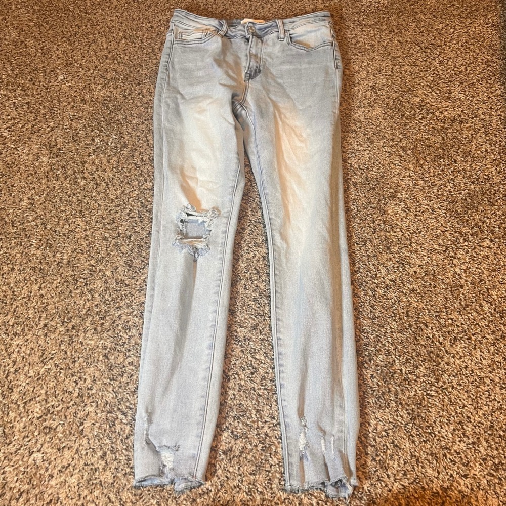 VERVET Los Angeles Womens Denim Jeans Light Wash Distressed Frayed Hem Size 30